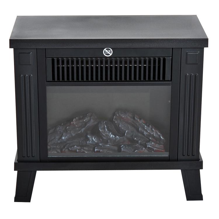 Electric Fireplace / Freestanding Stove with Flame Effect, 600/1200W, Metal, Black, 34x17x31 cm