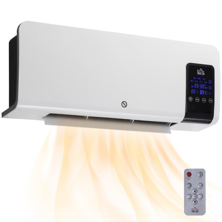 Electric heater, wall-mounted, oscillation function, 2 modes, timer, LED display, white