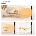 2200W Ceramic Tower Heater with Remote Control, 8-Hour Timer, and Oscillation – White & Black (ABS/PA) – 21 x 21 x 73 cm