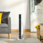 2200W Ceramic Tower Heater with Remote Control, 8-Hour Timer, and Oscillation – White & Black (ABS/PA) – 21 x 21 x 73 cm