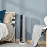 2200W Ceramic Tower Heater with Remote Control, 8-Hour Timer, and Oscillation – White & Black (ABS/PA) – 21 x 21 x 73 cm