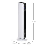2200W Ceramic Tower Heater with Remote Control, 8-Hour Timer, and Oscillation – White & Black (ABS/PA) – 21 x 21 x 73 cm