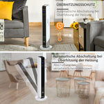 2200W Ceramic Tower Heater with Remote Control, 8-Hour Timer, and Oscillation – White & Black (ABS/PA) – 21 x 21 x 73 cm