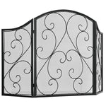Fireplace Screen, Spark Guard, Vintage Design, 66 cm x 31 cm x 81 cm, Black