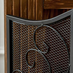 Fireplace Screen, Spark Guard, Vintage Design, 66 cm x 31 cm x 81 cm, Black