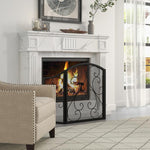 Fireplace Screen, Spark Guard, Vintage Design, 66 cm x 31 cm x 81 cm, Black
