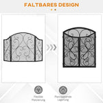 Fireplace Screen, Spark Guard, Vintage Design, 66 cm x 31 cm x 81 cm, Black