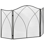 Fireplace spark guard, tri-fold, metal frame, coated finish, 108 x 2 x 76 cm, black