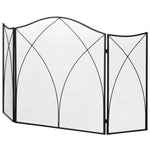 Fireplace spark guard, tri-fold, metal frame, coated finish, 108 x 2 x 76 cm, black