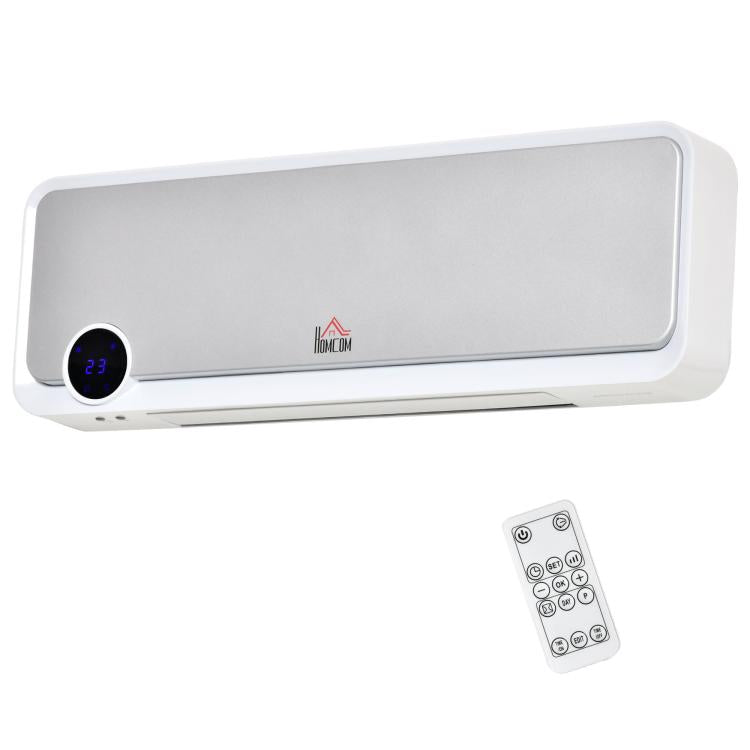 2000W Wall-Mounted Fan Heater with Remote Control, 3 Operating Modes, LED Display, and 12-Hour Timer