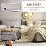 2000W Wall-Mounted Fan Heater with Remote Control, 3 Operating Modes, LED Display, and 12-Hour Timer