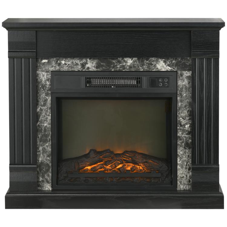 1800W Electric Fireplace – Decorative Fireplace with Flame Effect, Remote Control, and Timer – 80 x 21.6 x 67.8 cm – Black
