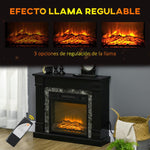 1800W Electric Fireplace – Decorative Fireplace with Flame Effect, Remote Control, and Timer – 80 x 21.6 x 67.8 cm – Black