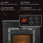 1800W Electric Fireplace – Decorative Fireplace with Flame Effect, Remote Control, and Timer – 80 x 21.6 x 67.8 cm – Black