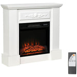 1800W Electric Fireplace with Flame Effect, Remote Control, Timer, and Overheat Protection – White