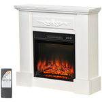 1800W Electric Fireplace with Flame Effect, Remote Control, Timer, and Overheat Protection – White
