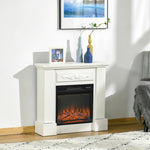 1800W Electric Fireplace with Flame Effect, Remote Control, Timer, and Overheat Protection – White