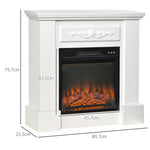 1800W Electric Fireplace with Flame Effect, Remote Control, Timer, and Overheat Protection – White