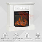 1800W Electric Fireplace with Flame Effect, Remote Control, Timer, and Overheat Protection – White