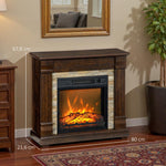 1800W Decorative Electric Fireplace with 3-Level Flame Effect, Thermostat, Timer, and Remote Control – Brown