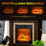 1800W Decorative Electric Fireplace with 3-Level Flame Effect, Thermostat, Timer, and Remote Control – Brown