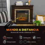 1800W Decorative Electric Fireplace with 3-Level Flame Effect, Thermostat, Timer, and Remote Control – Brown