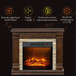 1800W Decorative Electric Fireplace with 3-Level Flame Effect, Thermostat, Timer, and Remote Control – Brown