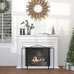 Folding Fireplace Spark Guard / Fire Screen – Metal – 110 x 24 x 76.5 cm – Black