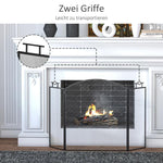 Folding Fireplace Spark Guard / Fire Screen – Metal – 110 x 24 x 76.5 cm – Black