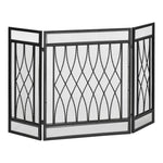 Fireplace Protection Screen – Wide Fire Guard for Fireplace or Stove – Spark Guard – Safety Barrier – 3-Panel Folding Design – Black Metal