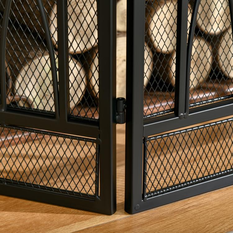 Fireplace Protection Screen – Wide Fire Guard for Fireplace or Stove – Spark Guard – Safety Barrier – 3-Panel Folding Design – Black Metal