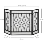 Fireplace Protection Screen – Wide Fire Guard for Fireplace or Stove – Spark Guard – Safety Barrier – 3-Panel Folding Design – Black Metal