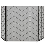 Fireplace spark guard, elegant spark catcher, foldable, coated, black, 135 x 85 cm