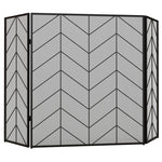 Fireplace spark guard, elegant spark catcher, foldable, coated, black, 135 x 85 cm
