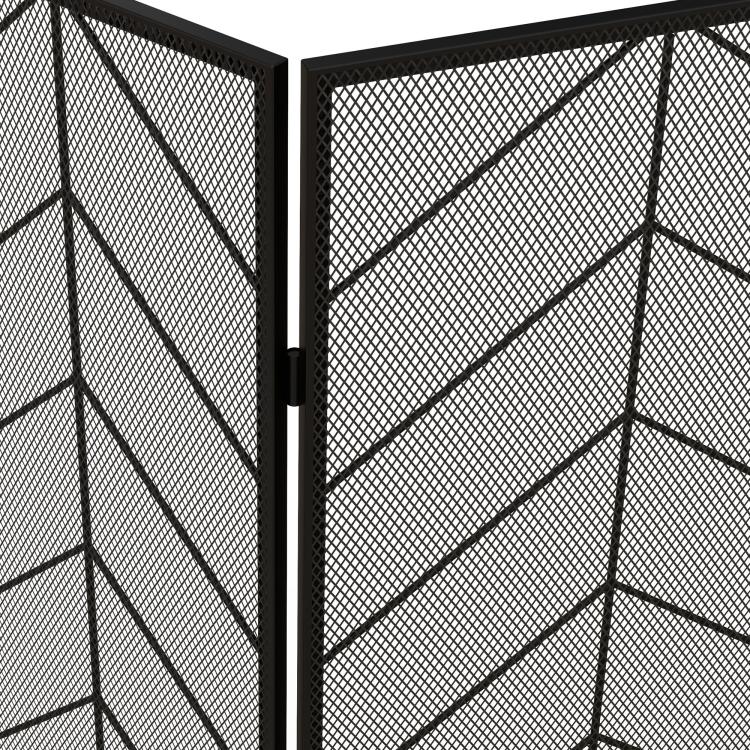 Fireplace spark guard, elegant spark catcher, foldable, coated, black, 135 x 85 cm