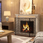Fireplace spark guard, elegant spark catcher, foldable, coated, black, 135 x 85 cm