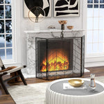 Fireplace spark guard, elegant spark catcher, foldable, coated, black, 135 x 85 cm