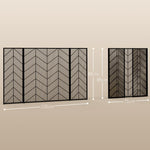 Fireplace spark guard, elegant spark catcher, foldable, coated, black, 135 x 85 cm