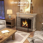 Fireplace spark guard, elegant spark catcher, foldable, coated, black, 135 x 85 cm