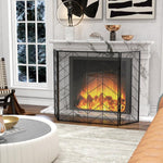 Fireplace spark guard, elegant spark catcher, foldable, coated, black, 135 x 85 cm