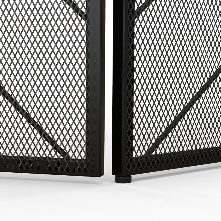 Fireplace spark guard, elegant spark catcher, foldable, coated, black, 135 x 85 cm