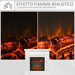 1800W Freestanding Electric Fireplace with Flame Effect, Remote Control, Timer, and Adjustable Temperature, White