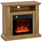1800W Electric Fireplace with 3D Flame, Timer, and Remote Control – Wood, Metal, and Glass – 81.5 x 30 x 76.2 cm – Brown