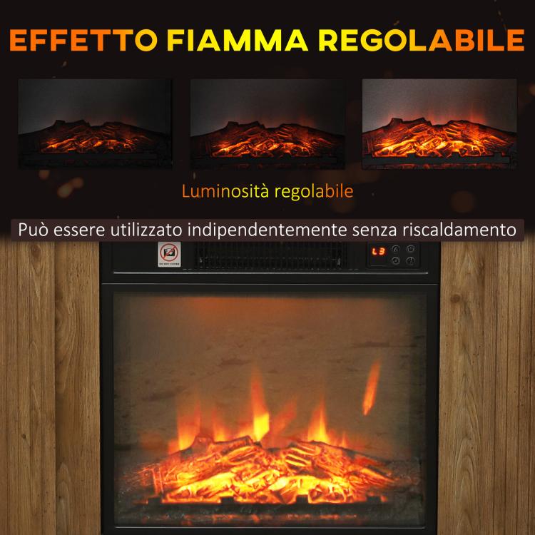 1800W Electric Fireplace with 3D Flame, Timer, and Remote Control – Wood, Metal, and Glass – 81.5 x 30 x 76.2 cm – Brown