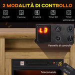 1800W Electric Fireplace with 3D Flame, Timer, and Remote Control – Wood, Metal, and Glass – 81.5 x 30 x 76.2 cm – Brown