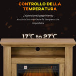 1800W Electric Fireplace with 3D Flame, Timer, and Remote Control – Wood, Metal, and Glass – 81.5 x 30 x 76.2 cm – Brown