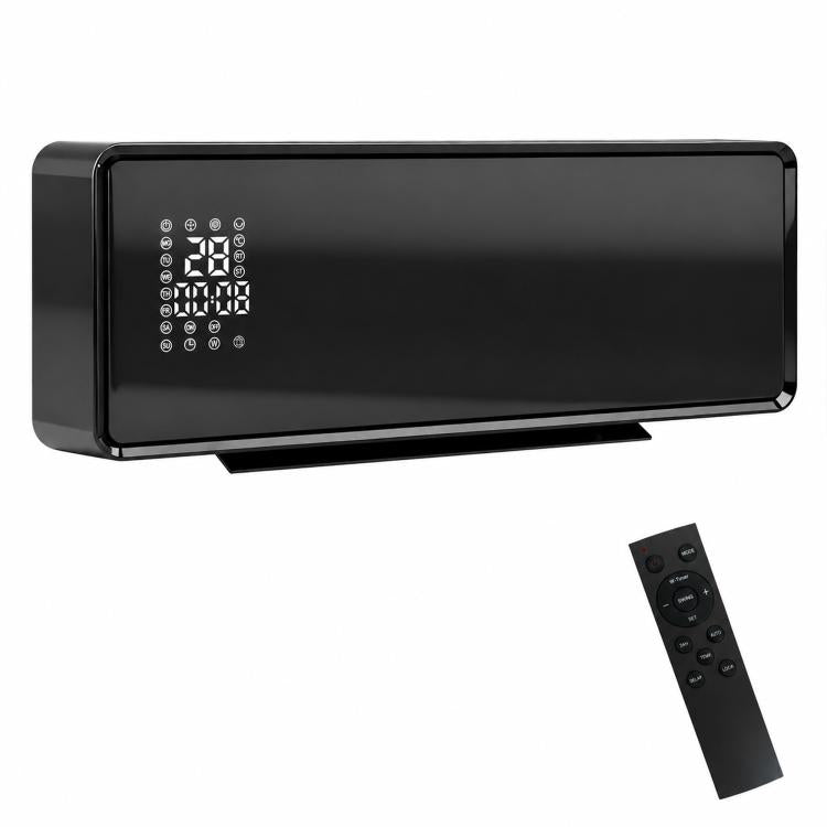 1000/2000W ceramic wall heater, electric radiator, fan, thermostat, timer, 54x18.7x12.3cm, black