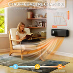 1000/2000W ceramic wall heater, electric radiator, fan, thermostat, timer, 54x18.7x12.3cm, black