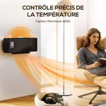 1000/2000W ceramic wall heater, electric radiator, fan, thermostat, timer, 54x18.7x12.3cm, black