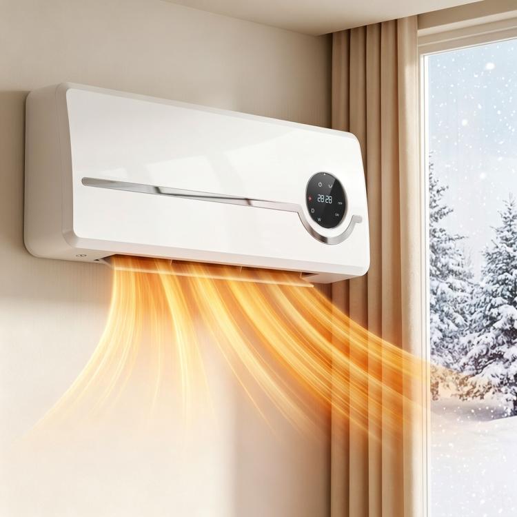 1000/2000W ceramic wall heater, electric radiator, fan, thermostat, timer, 50x18.6x12.9cm, white